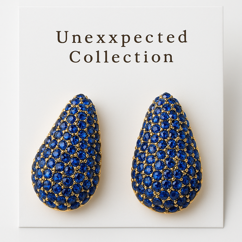 Blue Rhinestone Teardrop Earrings