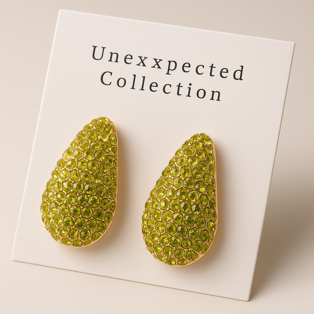 Yellow Rhinestone Teardrop Earrings