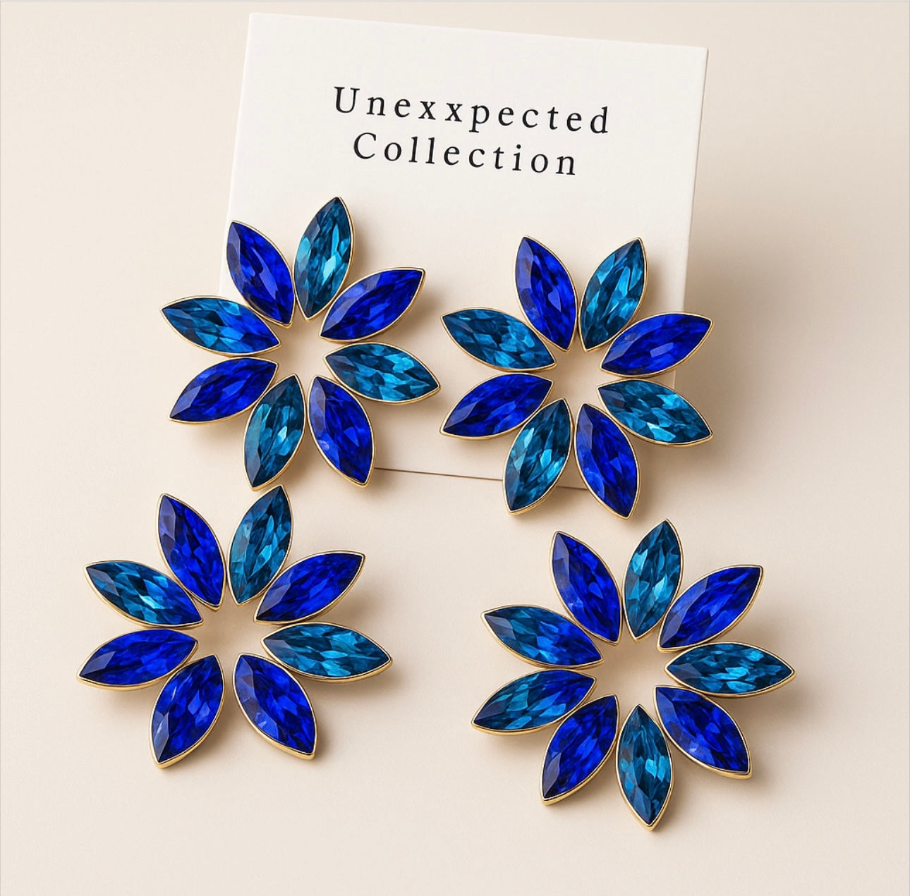 Different Shades Of Blue Floral Earrings