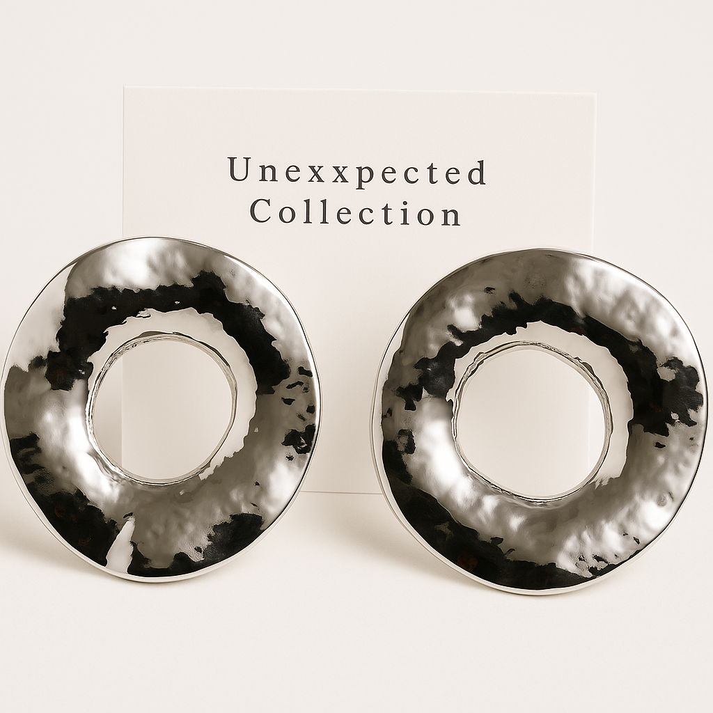 Circled Silver Stud Earrings