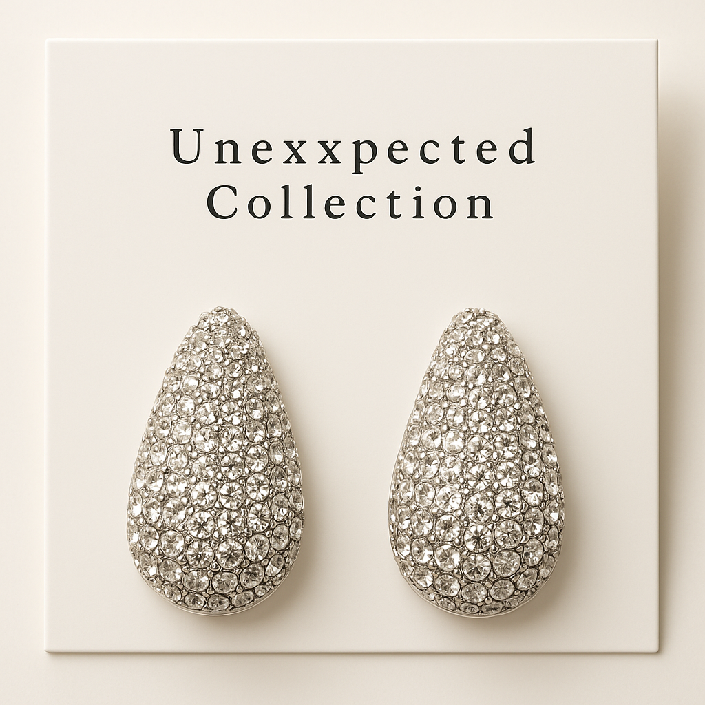 Silver Rhinestone Teardrop Earrings